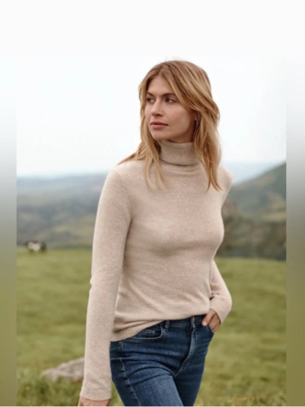 Ann Taylor Cashmere Turtleneck Sweater Cream Size XL NWTS